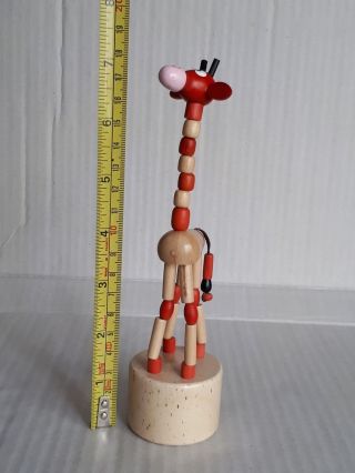 Wooden Giraffe Multicolor Push Button Push - Up Puppet Movable Game Toy Beige (7 ")