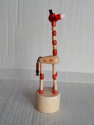 Wooden Giraffe Multicolor Push Button Push - Up Puppet Movable Game Toy Beige (7 