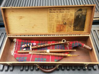 Scottish Smallpipes Vintage Bagpipes Royal Stewart Tartan