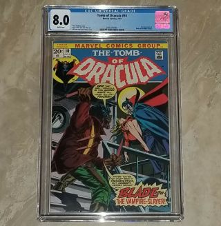 Tomb Of Dracula 10 Cgc 8.  0 White First Appearance Of Blade The Vampire Slayer
