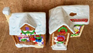 2003 M&M “BAKERY” & “LODGE” CERAMIC COOKIE/CANDY JARS by GALERIE,  Cond 2