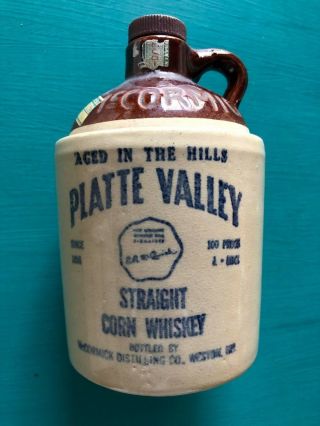 Platte Valley Mccormick Corn Whiskey Jug 100 Proof Old 1960 