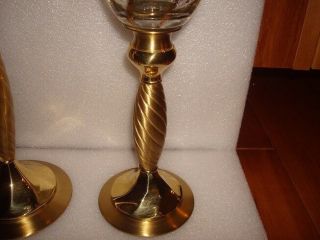 Set of 3 Partylite Gold Peglite Glass Globe Brass Candle Holders 3