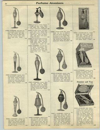 1927 Paper Ad 2 Sided Perfume Atomizer Iridesent Glass Blue Crystal Opaque
