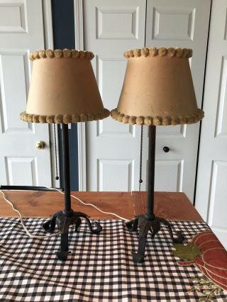 Vintage Set Of Rustic Wrought Iron Table Lamps 1960 - 70 
