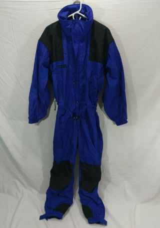 Vtg 80s 90s Black Columbia Mens Ski Suit One Piece Snow Bib Snowsuit Size Medium