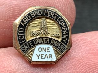 Loffland Brothers Oil Company Gold Filled Vintage 1 Year Safeservice Award Pin.