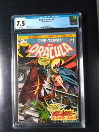 Tomb Of Dracula 10 Cgc 7.  5 Vf - (1973) - 1st App Of Blade,  White Pages.