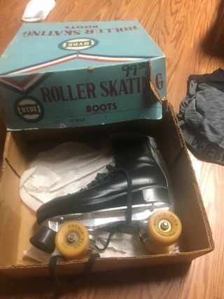 Chicago Custom Roller Skates Vintage Hyde Mens Size 7 Black Leather