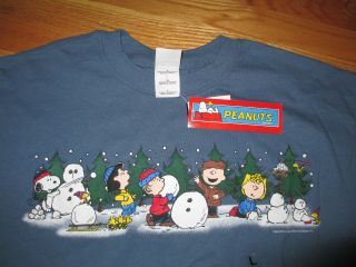 Peanuts Snoopy & Woodstock And Gang Christmas (lg) T - Shirt Charlie Brown Lucy Tg