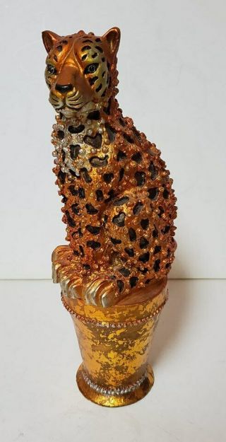 Jeweled Leopard / Cheetah Candle Holder