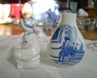 Vintage Ceramic Asian Bottle & Lady Figurine Japan 3