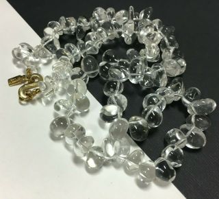 Vintage Kenneth Jay Lane Kjl Clear Crystal Quartz Bead Necklace Gold Tone Pp58m
