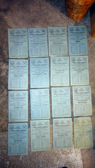 16 Vintage West Ham Football Programmes - Late 1940`s