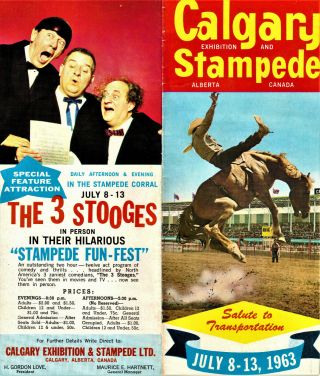 1963 Calgary Stampede 3 Stooges Rodeo Old West Brochure Pamphlet Program