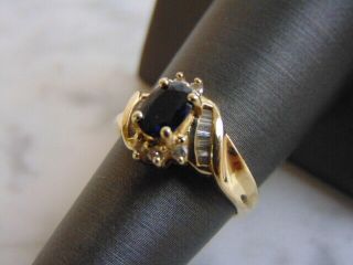 Womens Vintage Estate 14k Gold Sapphire & Diamond Ring,  4.  2g E3844