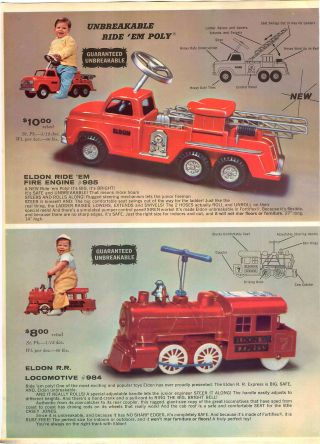 1960 ADVERT 12 Page Eldon Toy Truck Ride Em Locomotive Pick Up Tow Wrecker Dump 2
