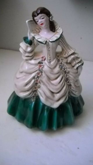 Vintage Florence Ceramics " Amelia " In Pink & Green Gown Figurine