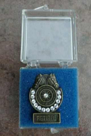 Vintage I B Of T Lapel Hat Pin Double Horsehead Teamsters Union Retiree Award
