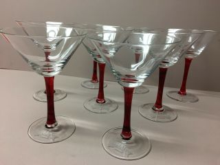 8 - Beefeater London Martini/gin Glasses W/red Stems