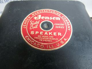 Vintage 1958 Jensen F15LL Field Coil Concert Series Speaker Red Label (H) 2