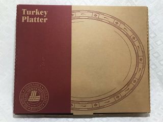 Longaberger Pottery USA CLASSIC BLUE 19” Oval Turkey Platte w/ Box—Excellent 2