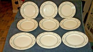 Longaberger Pottery Woven Traditions Classic Blue Bread & Butter Plates Set Of 9