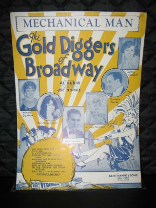 1929 Gold Diggers Of Broadway Movie Sheet Music " Mechanical Man "