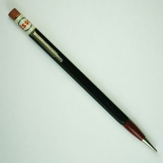 Vintage Mechanical Pencil Autopoint: Navy Blue,  Red Plastic W/ad Esso Oil Co.