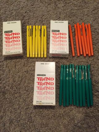 Vintage Dixon Trend Pocket Pens In Boxes