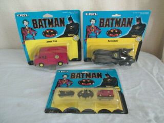 Ertl 1989 Batman Batmobile 2575 Joker Van 2494 Micro Car Batwing & Truck Toy