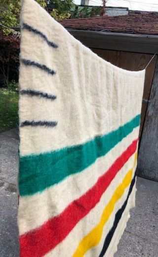 Vintage Eatons Trapper Point 4 Striped Blanket Made In England Large 72 " X 90 "