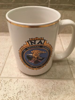 Vintage Fbi National Academy Coffee Mug Na Gold Rim Law Enforcement