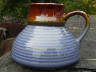 No Spill Non Slip Travel Wide Bottom Mug Coffee - Ceramic Pottery Blue Brown