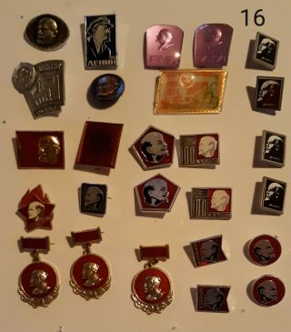 Ussr Soviet Union Communist Era Vladimir Lenin Collectable Pins 26 Pins W/double