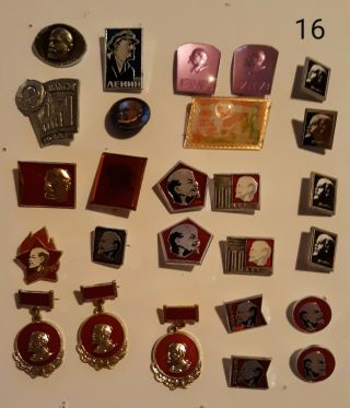 USSR Soviet Union Communist Era Vladimir Lenin Collectable Pins 26 Pins w/double 2
