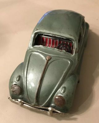 Bandai Japan Tin Friction 8 " Volkswagen Beetle Vw Bug Toy Car Light Green