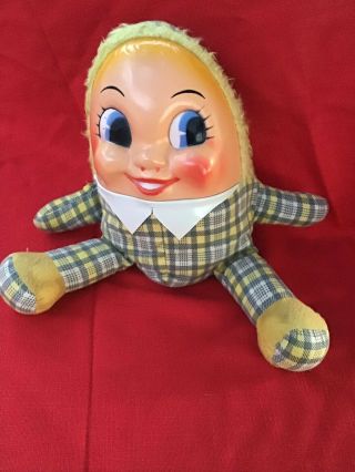 Vintage 50ties Plush Knickerbocker Plastic Face Humpty Dumpty Toy