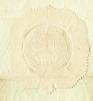 1821 Hampshire Official Seal Revenue Document Signed By Gov Samuel Bell