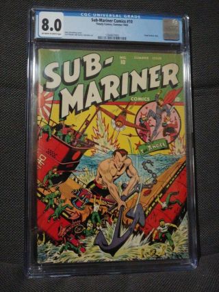 Sub - Mariner Comics 10 (1943).  Wwii Cover By Schomburg.  Cgc 8.  0.