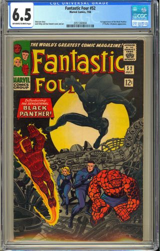 Fantastic Four 52 1st App.  Black Panther Silver Age Marvel Comic 1966 Cgc 6.  5