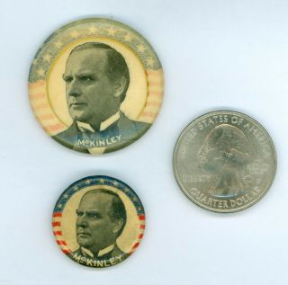 2 Vintage 1896 President William Mckinley Political Campaign Pinback Buttons Rwb