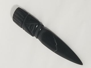 Black Obsidian Carved Athame Heavy Stone Artifact Art Unique Gift