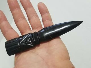 Black Obsidian Carved Athame heavy stone artifact art Unique Gift 3
