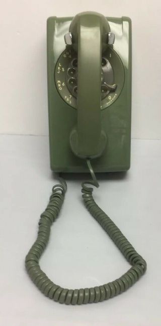 Vintage Green Western Electric Bell System 554 Rotary Wall Telephone