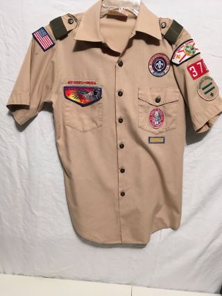 Old S Boy Scout Shirt Eagle Oa Order Arrow Centennial Patrol Leader Patches Hole