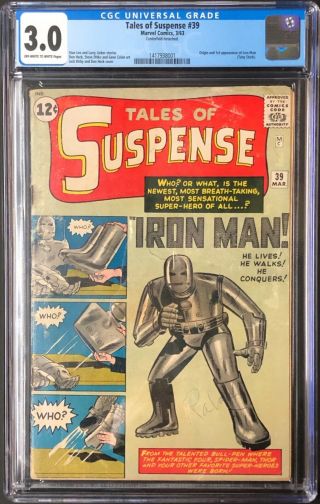 Tales Of Suspense 39 Cgc 3.  0 (mar 1963,  Marvel) Iron Man 1st App.