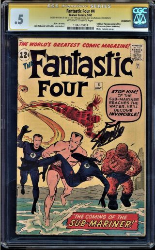 Fantastic Four 4 Cgc.  5 Ss Stan Lee 1st Silver Age App Sub - Mariner 1206676003