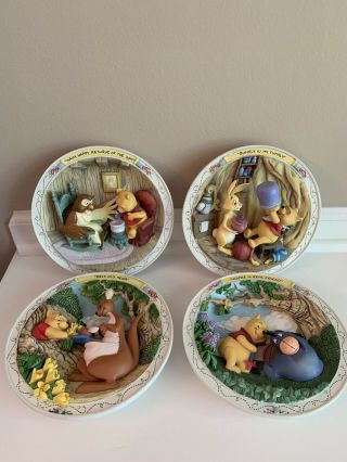Disney Bradford Exchange Winnie The Pooh 3 - D Plate Set Of 4 1995