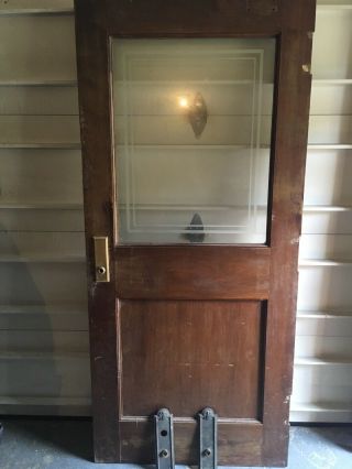 Vintage Hershey Chocolate Factory Wood Door Half Glass 36” Wide Boy & Coco Bean
